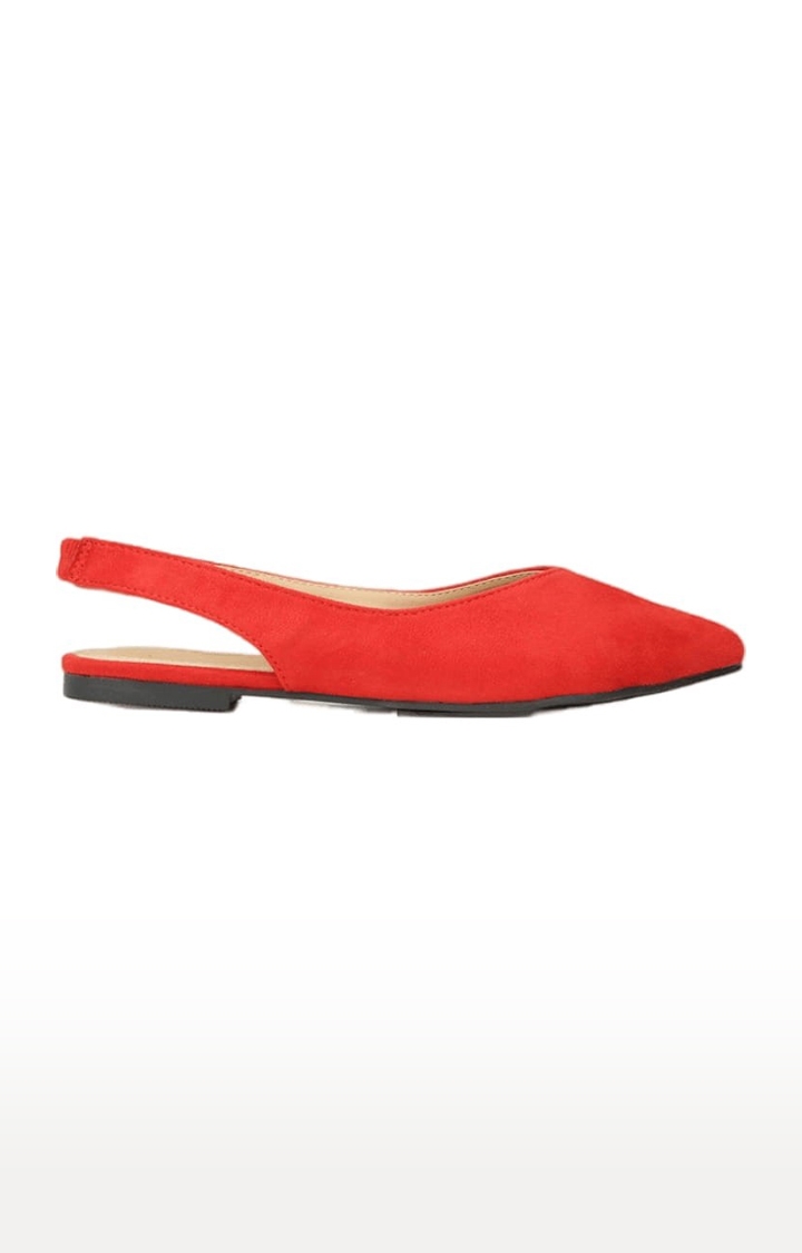 Truffle Collection | Women's Red Synthetic Solid Slip On Ballerinas 1