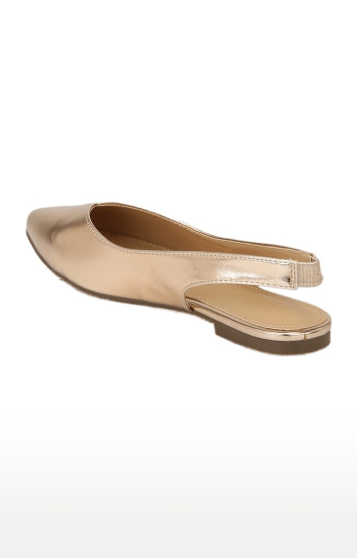 Truffle Collection | Women's Gold Synthetic Solid Slip On Ballerinas 2