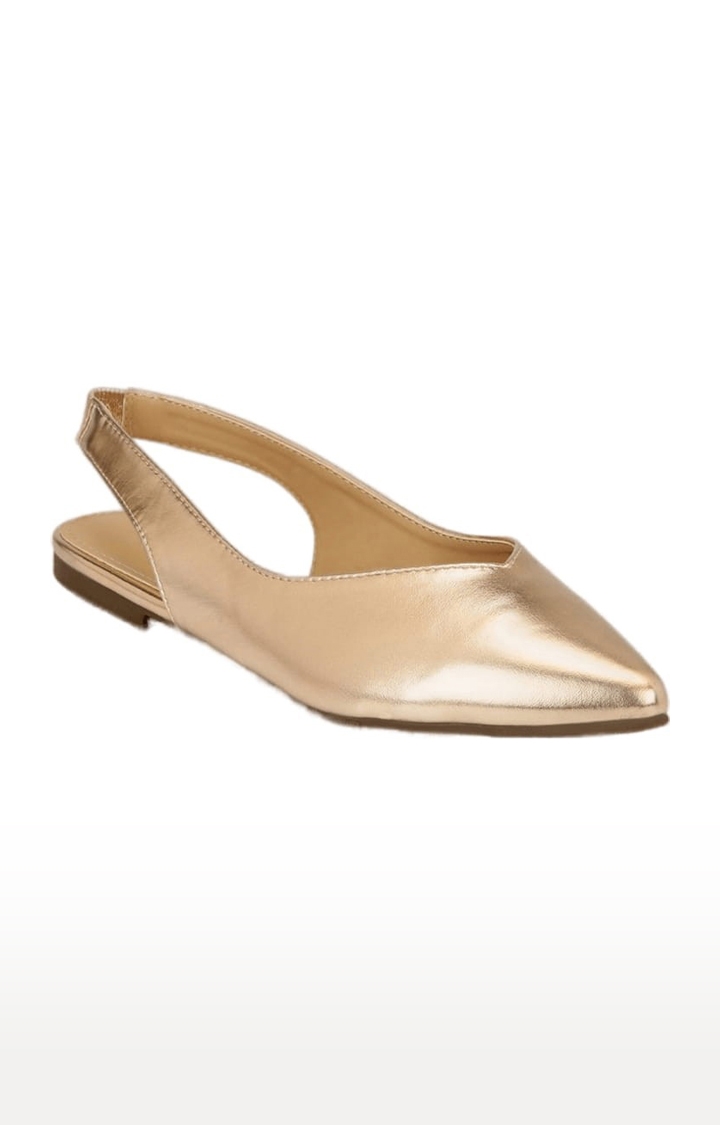 Truffle Collection | Women's Gold Synthetic Solid Slip On Ballerinas 0