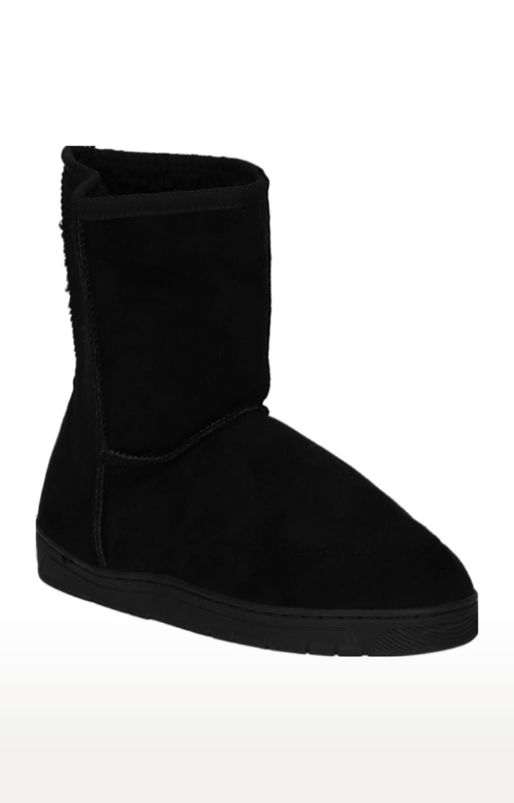 Truffle Collection | Women's Black Suede Solid Slip On Boot 0