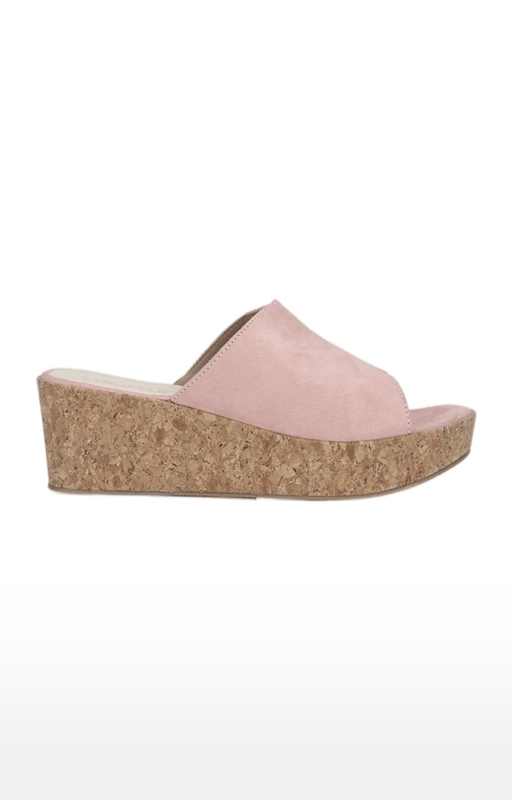 Truffle Collection | Women's Beige Suede Solid Slip On Wedges 1