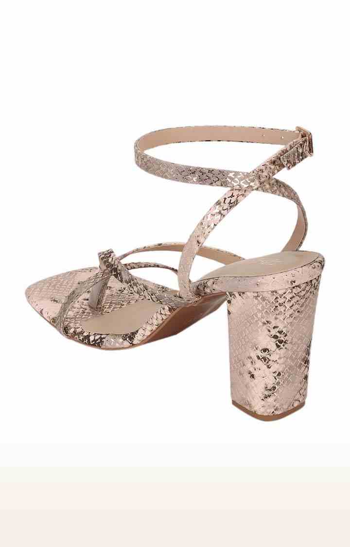 Women's Gold PU Printed Buckle Wedges