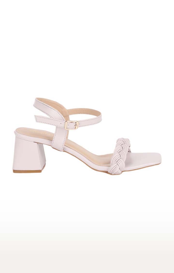 Women's Purple PU Solid Buckle Block Heels