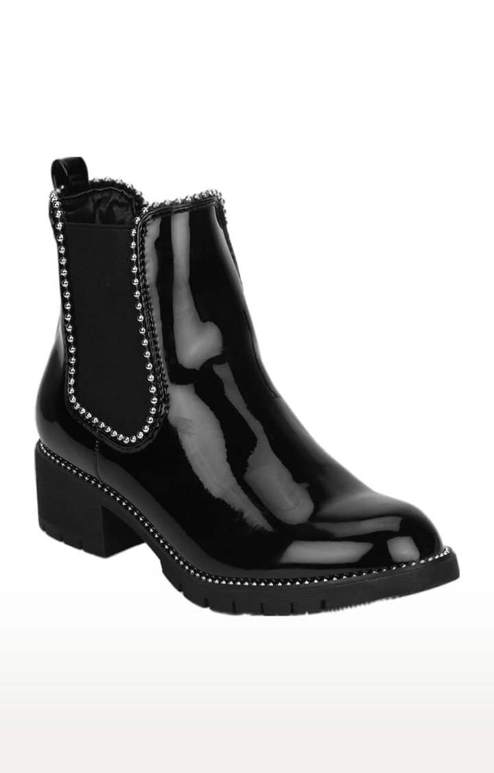 Truffle Collection | Women's Black Synthetic Embellished Slip On Boot 0