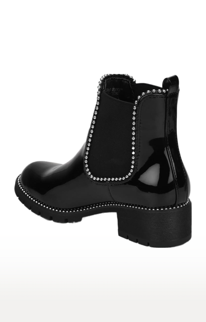 Truffle Collection | Women's Black Synthetic Embellished Slip On Boot 2