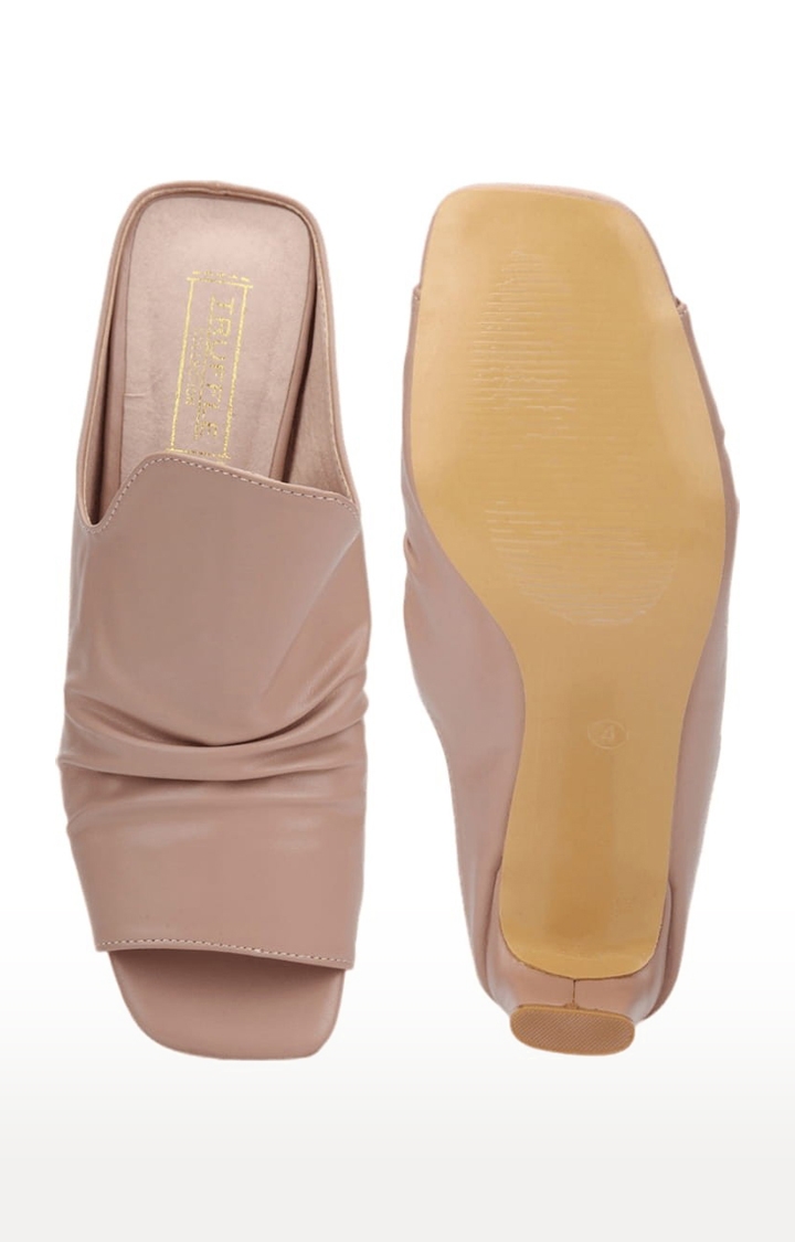 Truffle Collection | Women's Pink Synthetic Solid Slip On Block Heels 3