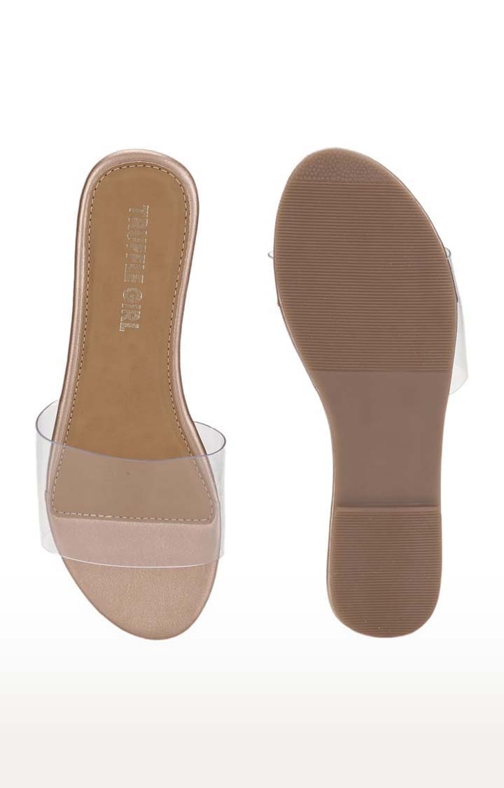 Truffle Collection | Women's Gold PU Solid Flat Slip-ons 3