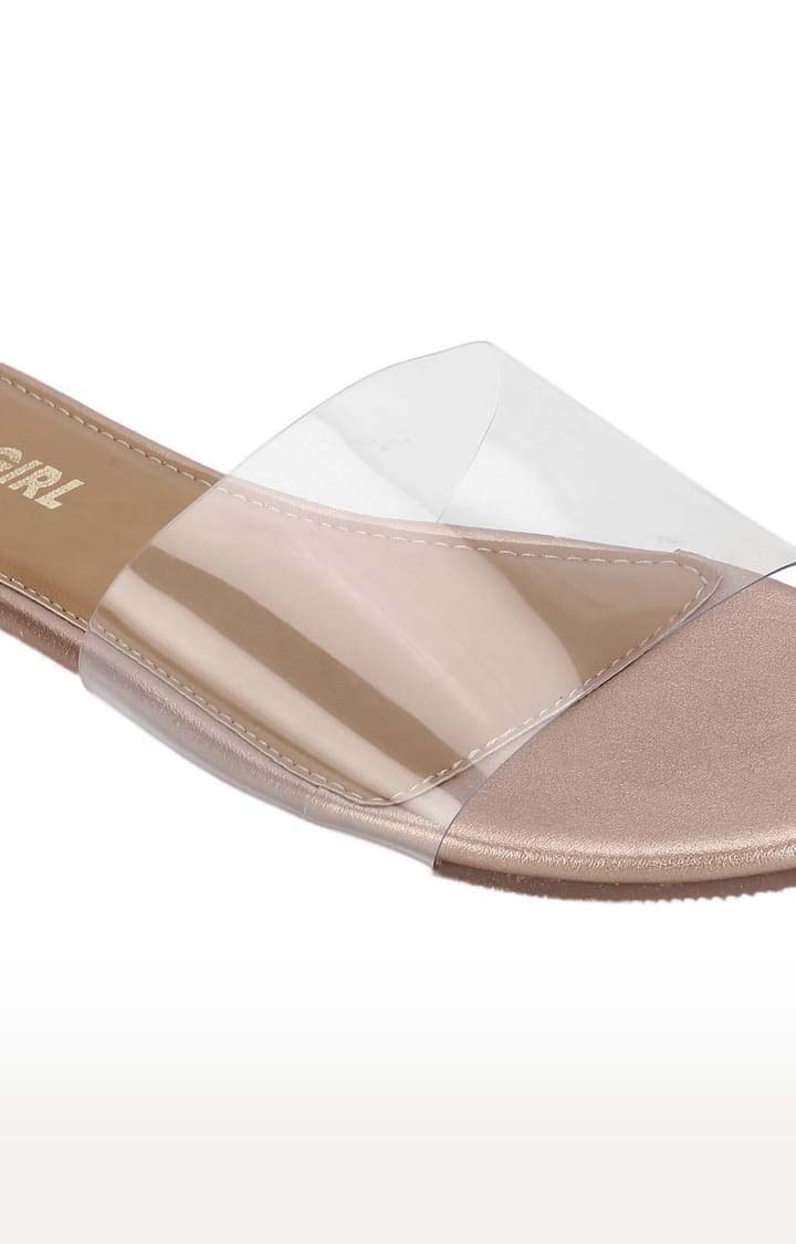 Truffle Collection | Women's Gold PU Solid Flat Slip-ons 4