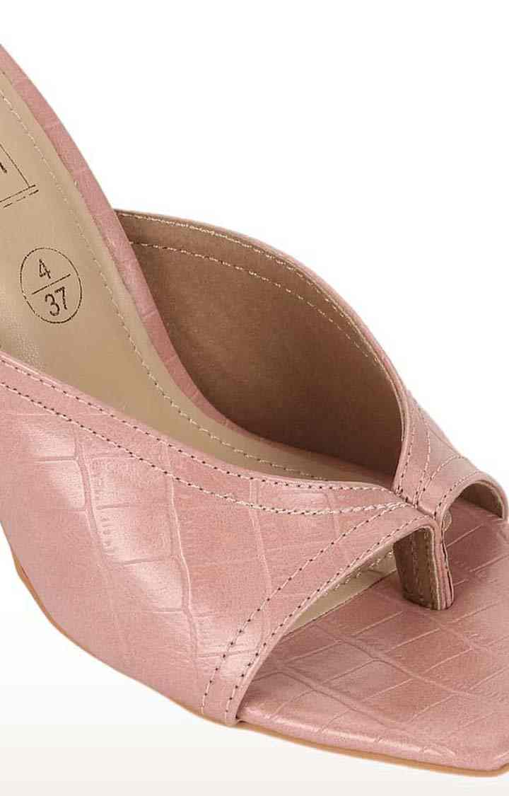Women's Beige PU Textured Slip On Stilettos