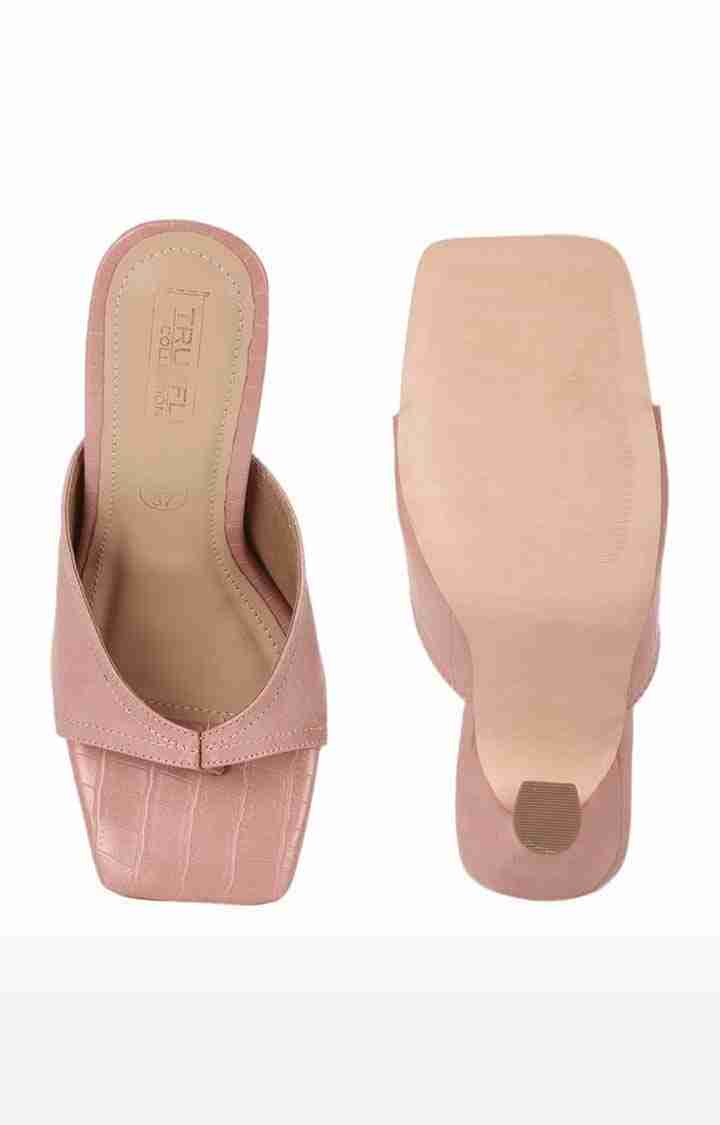 Women's Beige PU Textured Slip On Stilettos