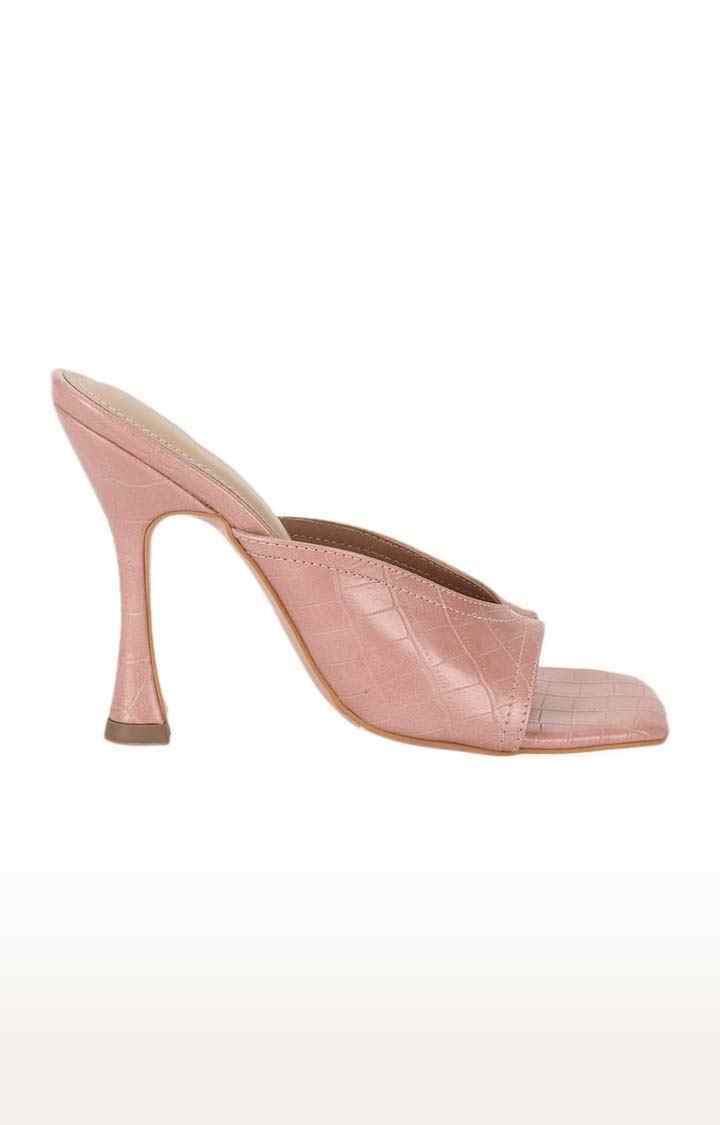 Women's Beige PU Textured Slip On Stilettos