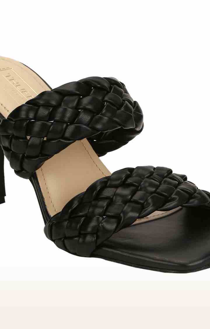 Women's Black PU Quilted Slip On Stilettos
