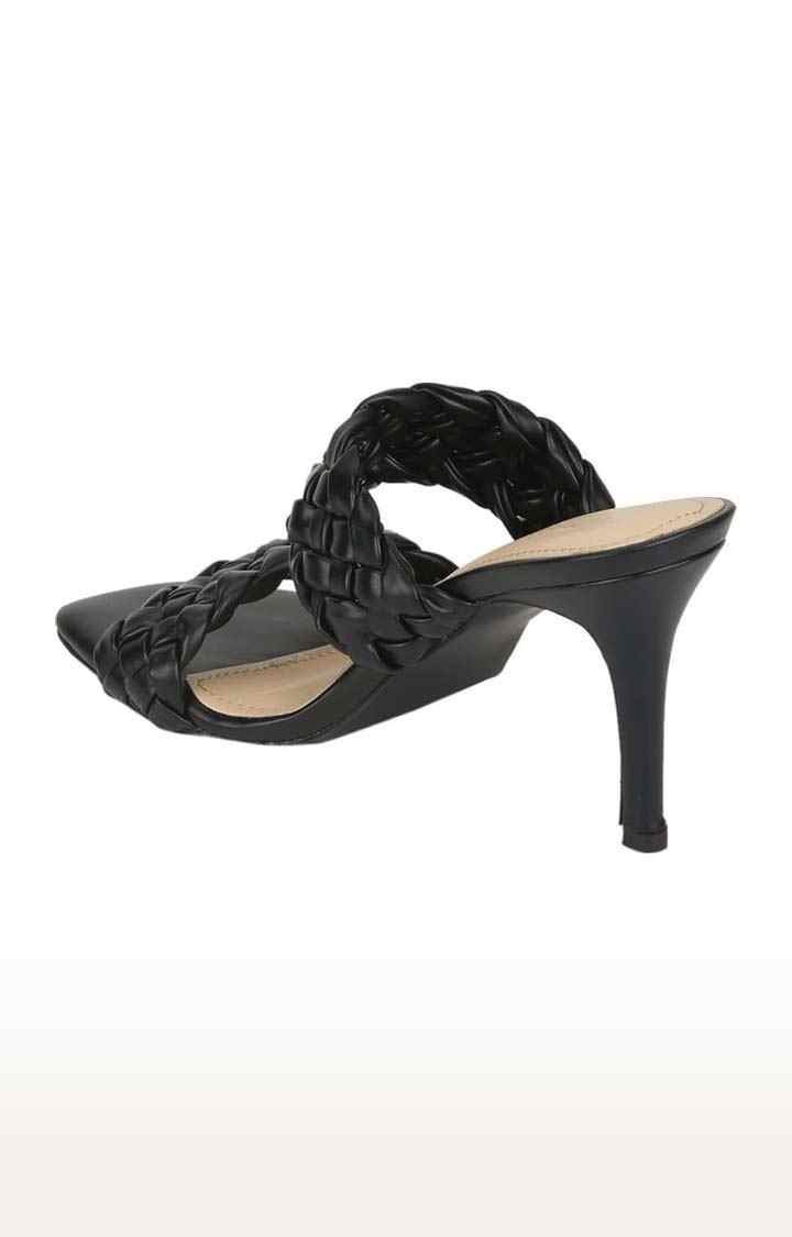Women's Black PU Quilted Slip On Stilettos