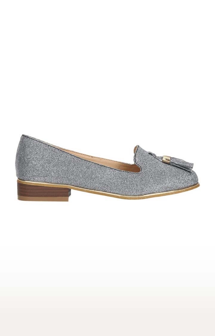 Truffle Collection | Women's Silver PU Textured Slip On Espadrilles 1