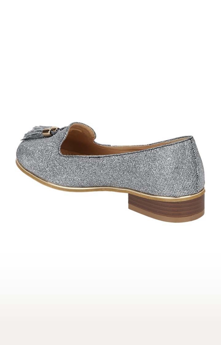 Truffle Collection | Women's Silver PU Textured Slip On Espadrilles 2
