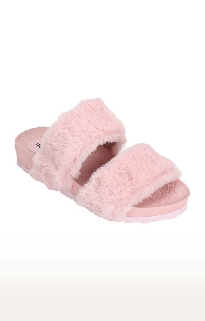 Truffle Collection | Women's Pink EVA Solid Flat Slip-ons 0