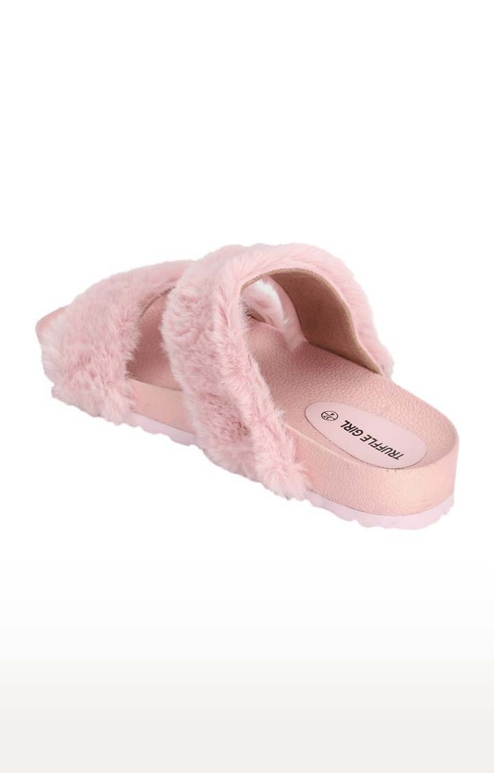 Truffle Collection | Women's Pink EVA Solid Flat Slip-ons 2