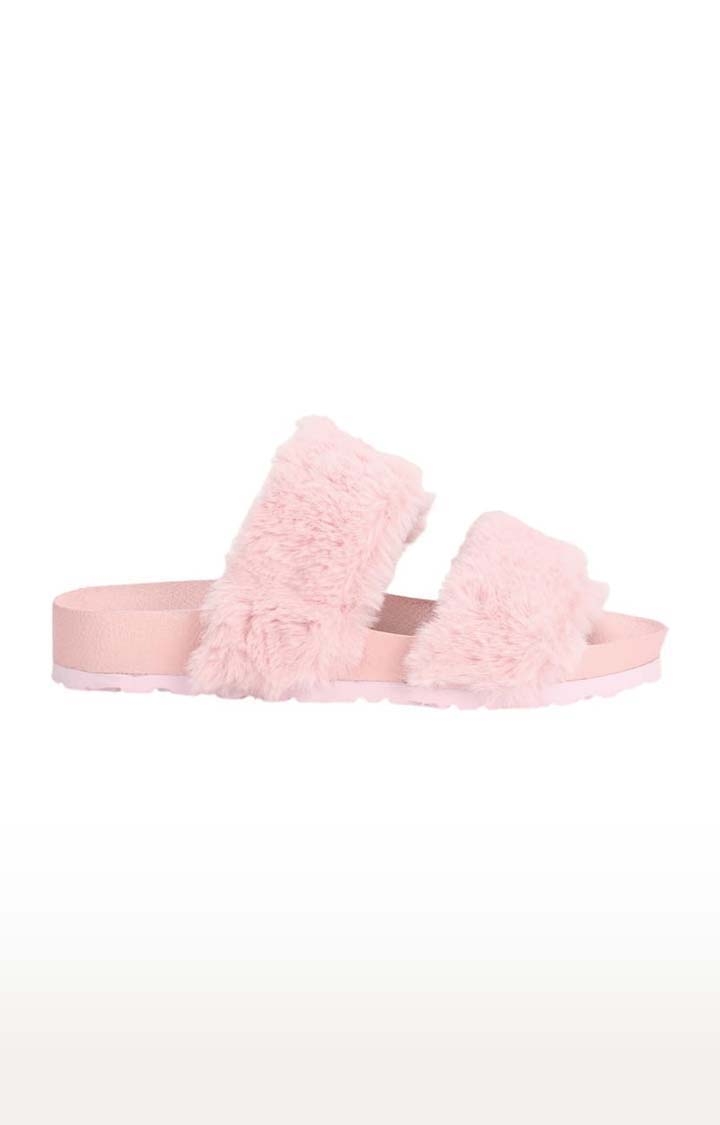 Truffle Collection | Women's Pink EVA Solid Flat Slip-ons 1