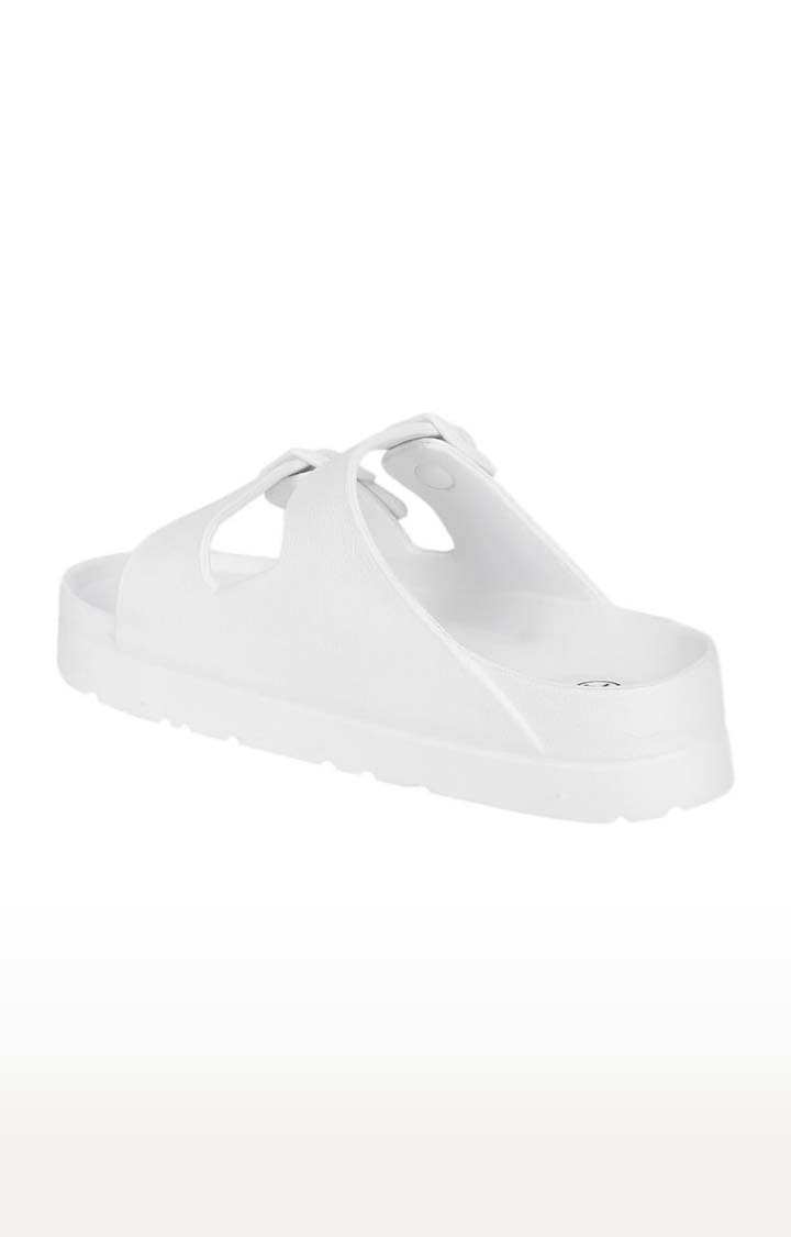 Women's White Rubber Solid Flat Slip-ons
