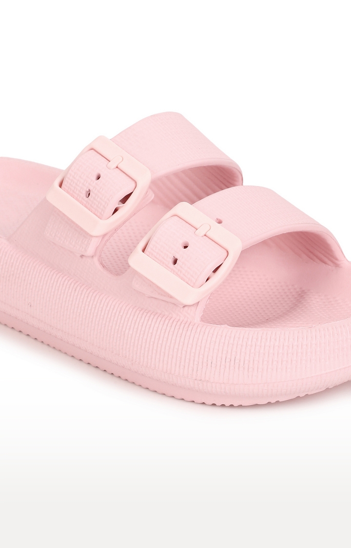 Truffle Collection | Women's Pink PU Flat Slip-ons 5