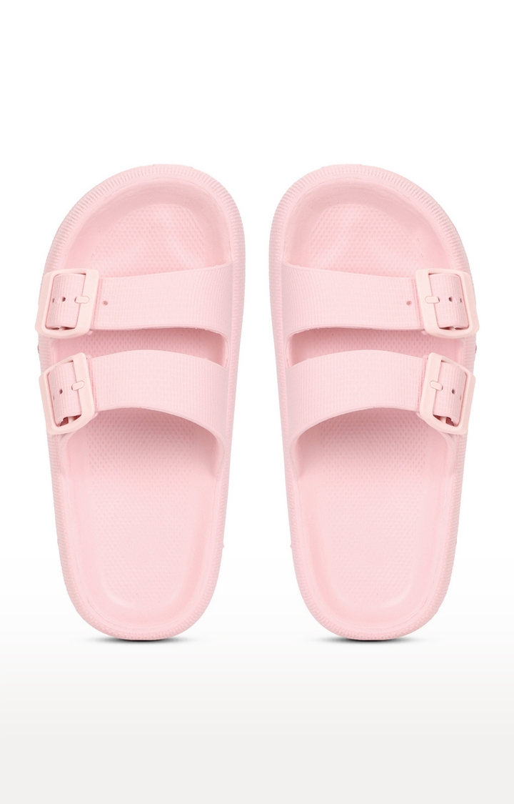 Truffle Collection | Women's Pink PU Flat Slip-ons 3