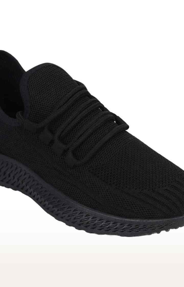 Women's Black Mesh Solid Lace-Up Sneakers