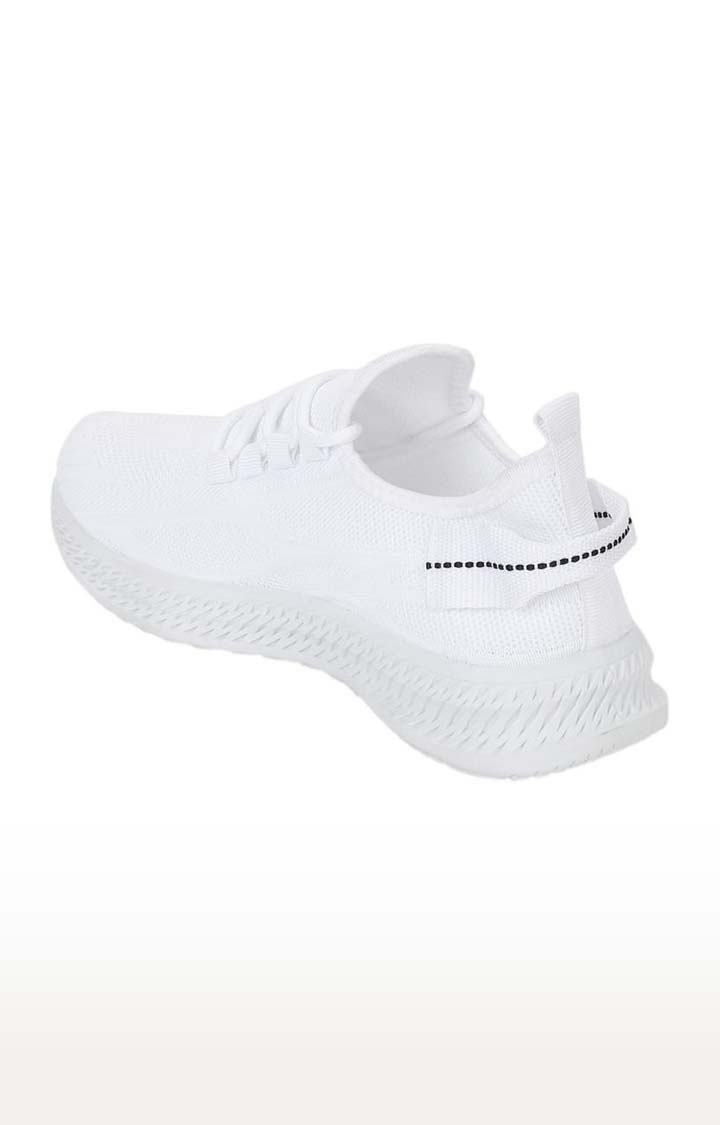 Women's White Mesh Solid Lace-Up Sneakers