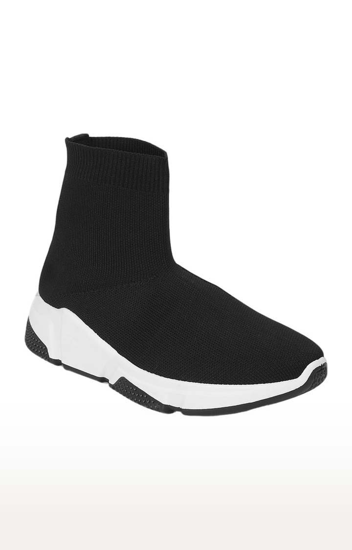 Truffle Collection | Women's Black Mesh Solid Slip On Boot 0