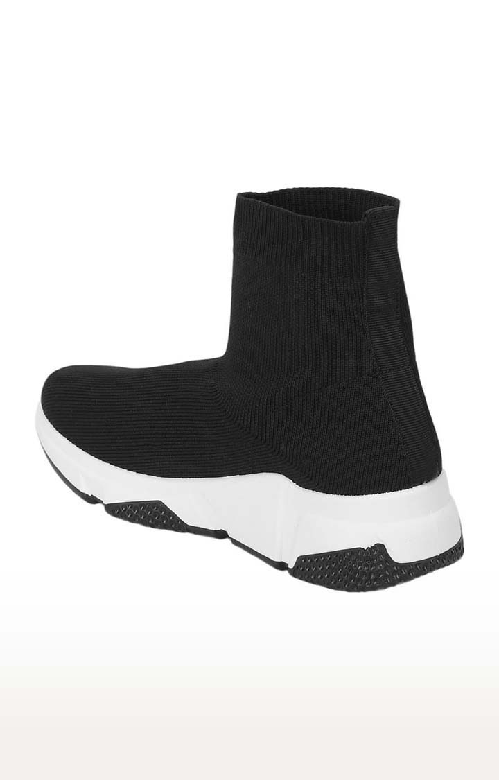 Truffle Collection | Women's Black Mesh Solid Slip On Boot 2