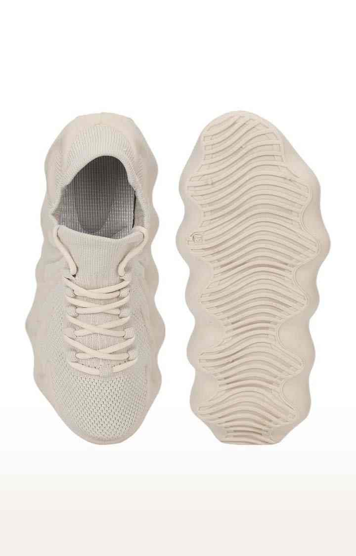 Women's Beige Mesh Solid Casual Lace-ups