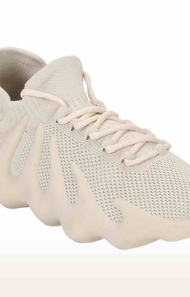 Women's Beige Mesh Solid Casual Lace-ups