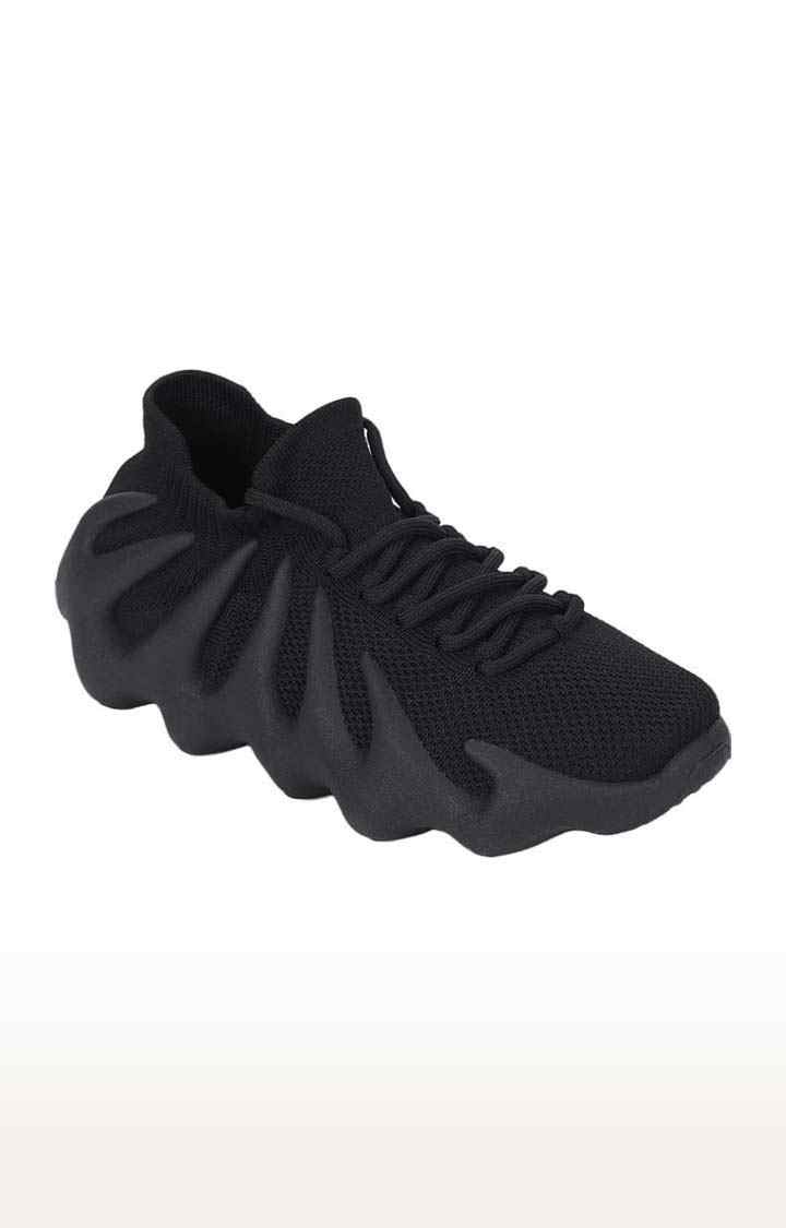 Women's Black Mesh Solid Casual Lace-ups