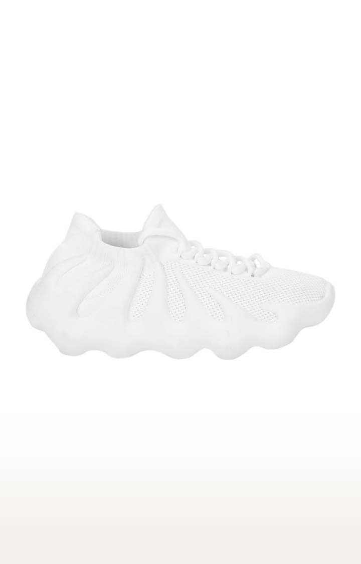 Women's White Mesh Solid Casual Lace-ups