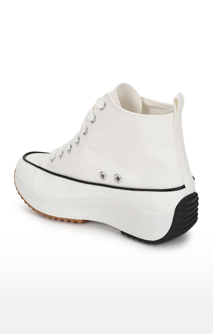 Truffle Collection | Women's White Canvas Lace Up Sneakers 2