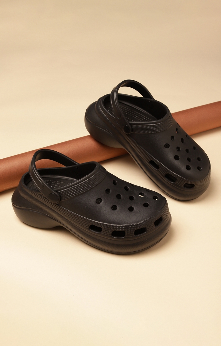 Truffle Collection | Women's Black PU Slip-On Crocs Flats 6