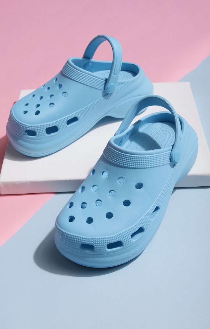 Truffle Collection | Women's Blue PU Slip-On Crocs Flats 6
