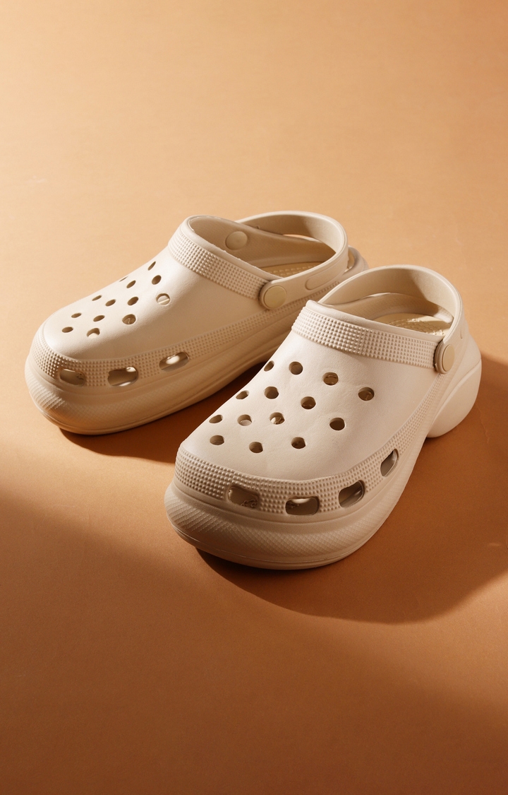 Truffle Collection | Women's Nude PU Slip-On Crocs Flats 6