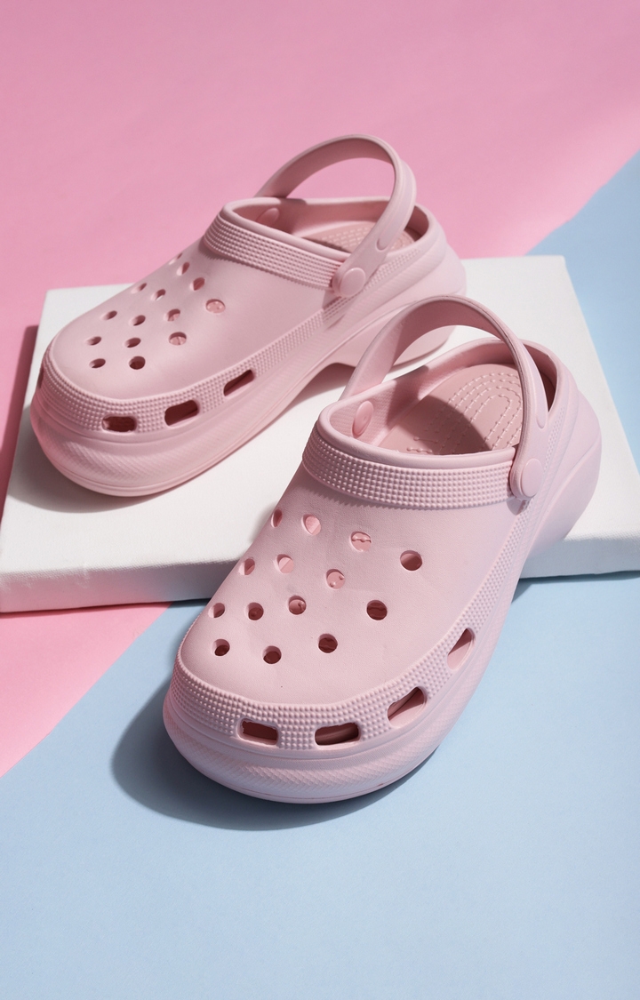 Truffle Collection | Women's Pink PU Slip-On Crocs Flats 6
