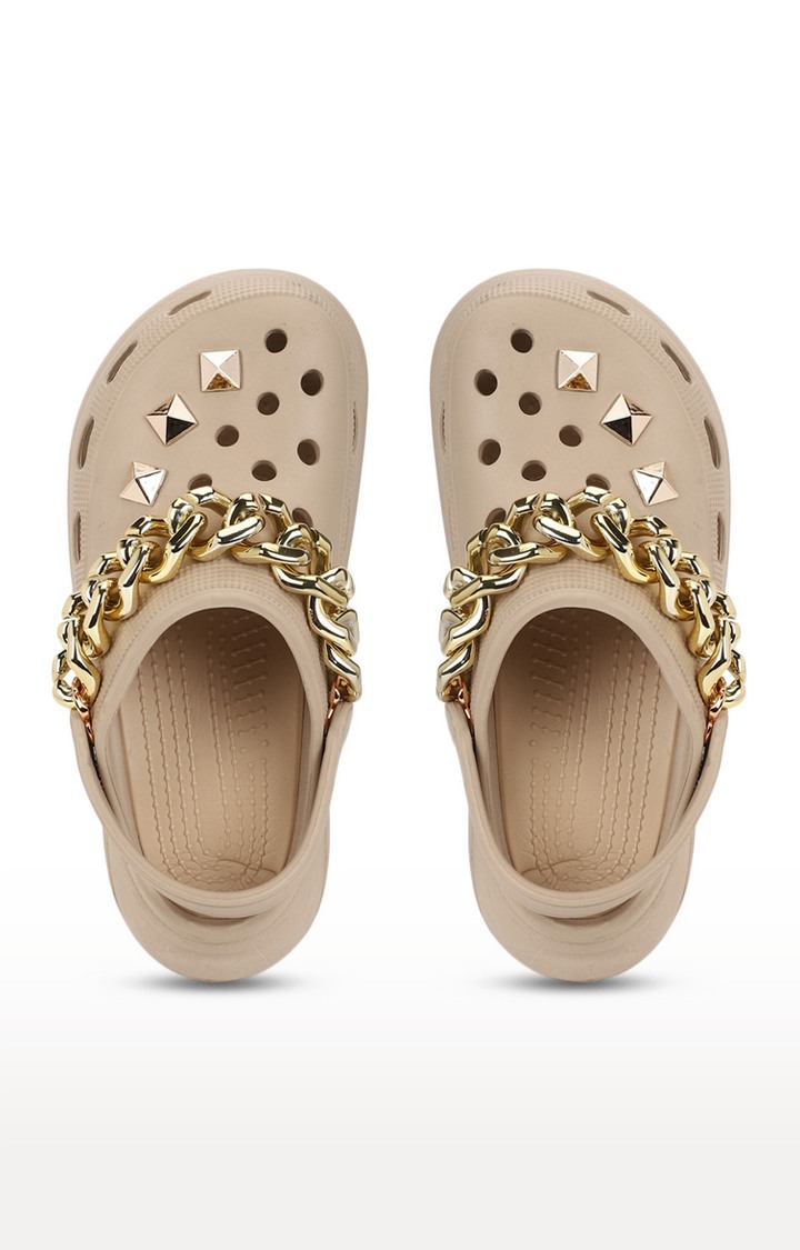 Women's Nude PU Slip-On Crocs Flats