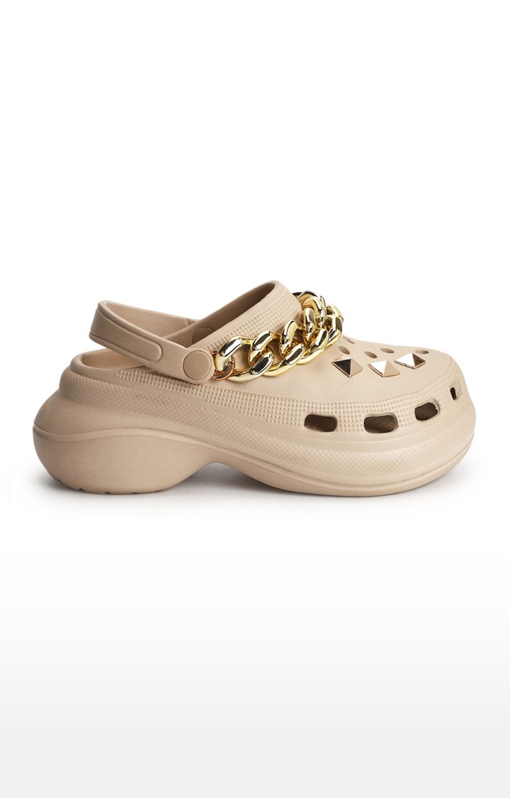 Women's Nude PU Slip-On Crocs Flats