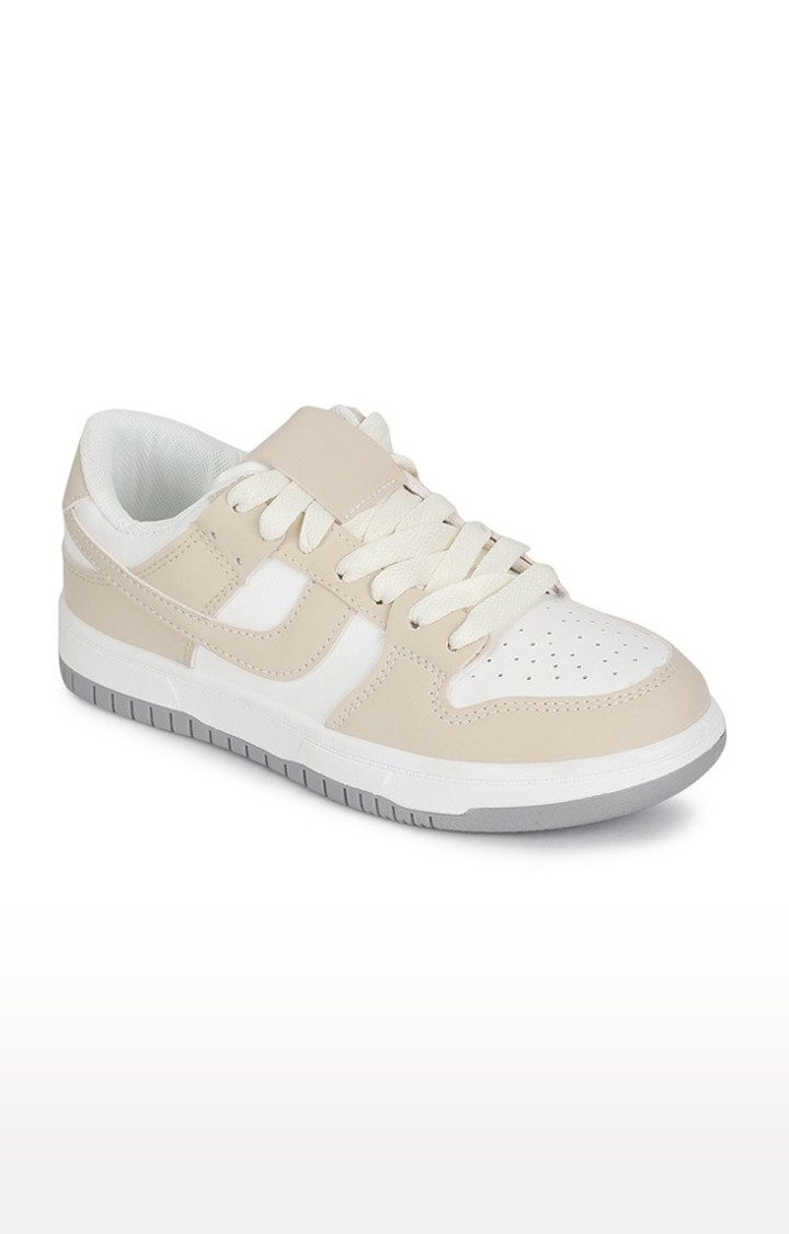 Truffle Collection | Women's Beige Solid PU Sneakers