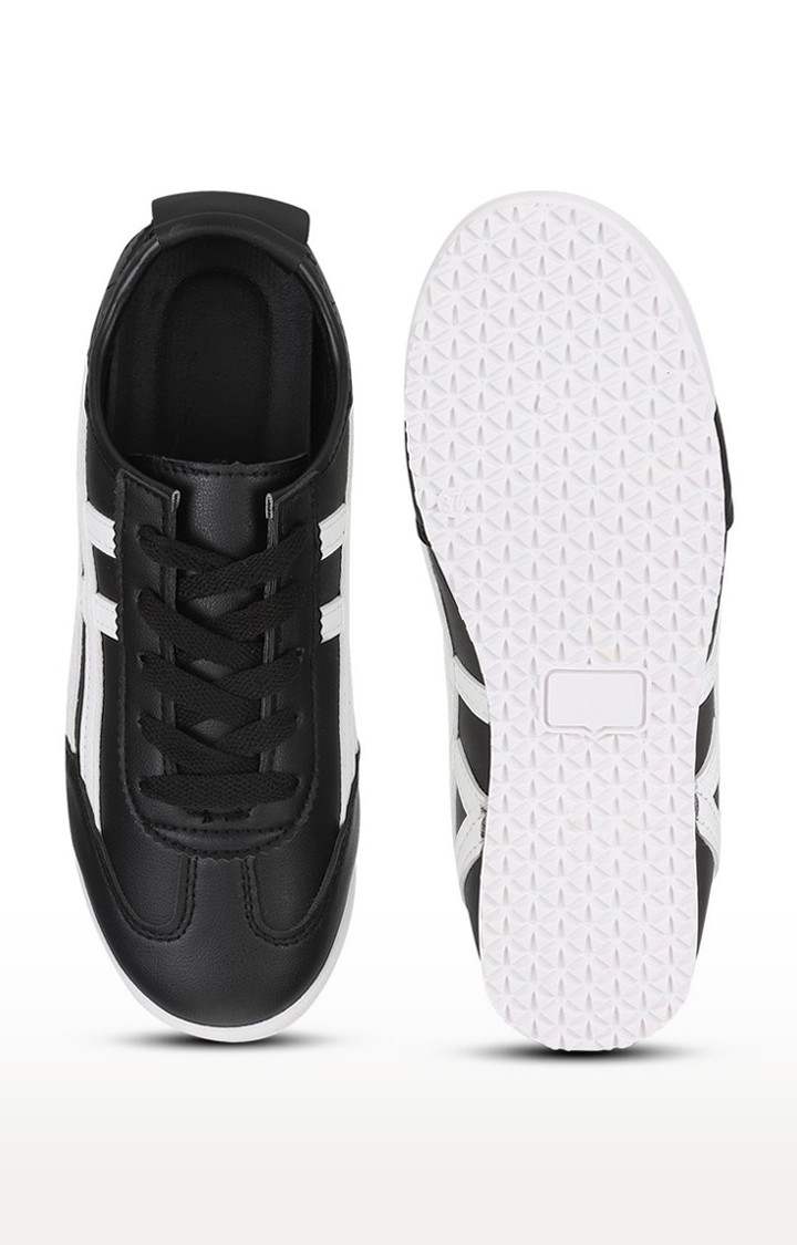 Women's Black Solid PU Sneakers