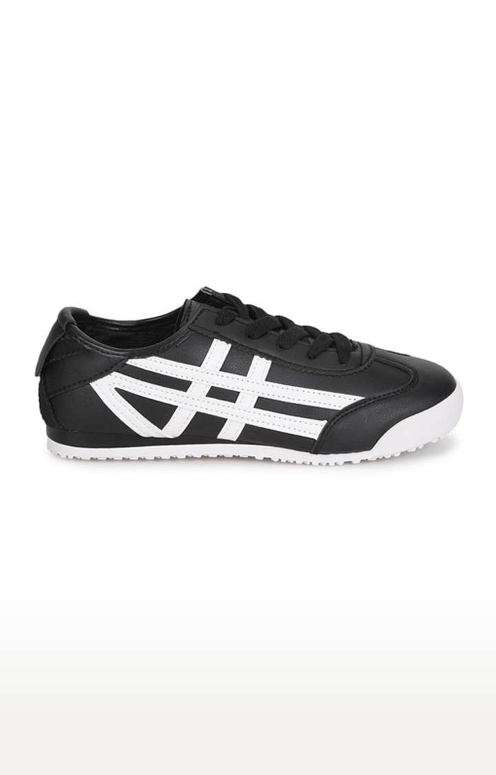Women's Black Solid PU Sneakers