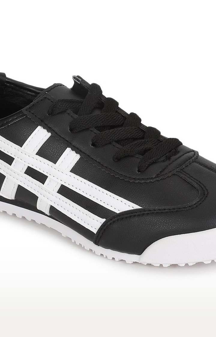Women's Black Solid PU Sneakers