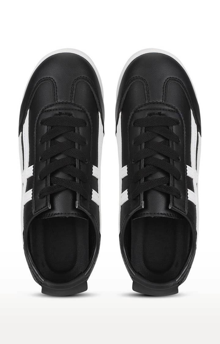 Women's Black Solid PU Sneakers