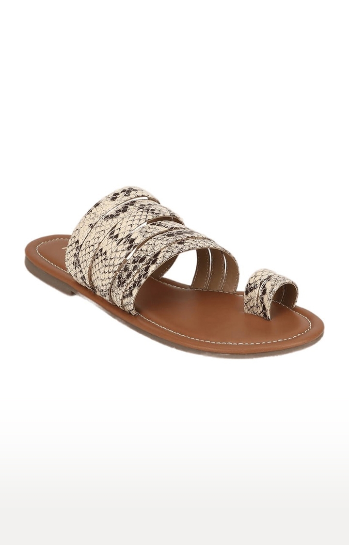 Truffle Collection | Women's Brown Synthetic Printed Flat Slip-ons 0