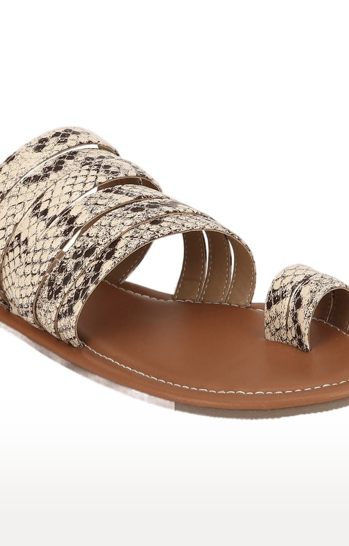 Truffle Collection | Women's Brown Synthetic Printed Flat Slip-ons 4
