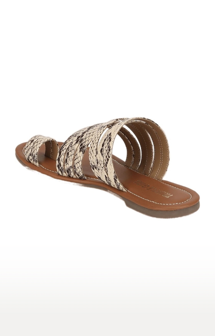 Truffle Collection | Women's Brown Synthetic Printed Flat Slip-ons 2