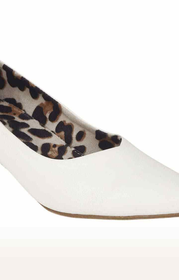 Women's White PU Solid Slip On Ballerinas