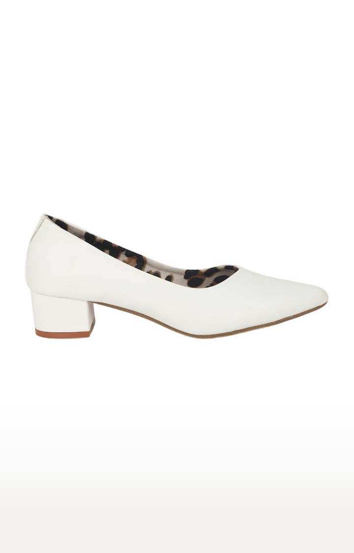 Women's White PU Solid Slip On Ballerinas